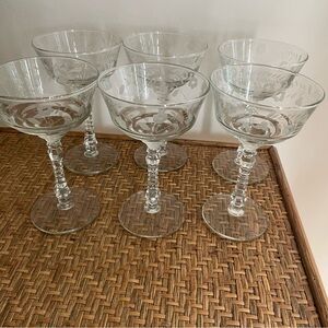 Vtg Set of 6 Libbey Rock Sharpe Champagne Coupes Halifax/Berkley Pattern